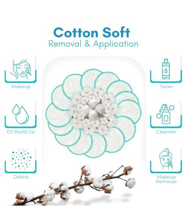 16 Pack Reusable Makeup Remover Pads - Eco-Friendly Cotton Pads with Laundry Bag & Bamboo Box - Perfect for Makeup Removal - Buy Online on GoSupps.com