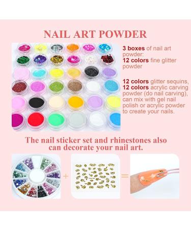 Saviland Glitter Acrylic Nail Kit with Mini Nail Lamp - Professional DIY Acrylic Set for Beginners - Buy Online on GoSupps.com