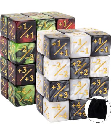 48 Pieces Magic The Gathering Token Dice Counters Marble Cube D6 Dice Loyalty Dice for CCG Creature Stats Card Gaming MTG Accessories, 4 Styles