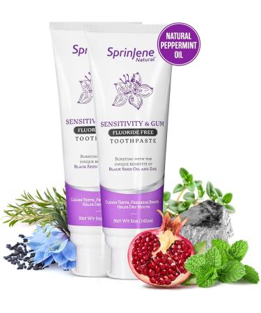 Buy SprinJene Fluoride Free Toothpaste for Sensitive Teeth - All Natural & SLS Free - 2 Pack (5oz Each) - Perfect for Adults - Buy Online on GoSupps.com