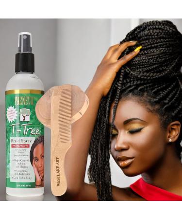 Parnevu T-Tree Braid Spray 12oz Soothing Itch Relief & Moisturizing Formula For Braided Hairstyles Bundled With Wooden Comb Strengthens Hair Easy Application Fresh Scent (Pack of 3) - Buy Online on GoSupps.com