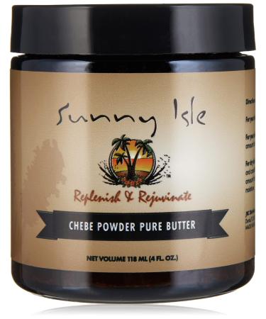 Sunny Isle Jamaican Black Castor Oil Pure Butter with Chebe Powder 4oz | For Longer  Stronger Hair | All-Natural African Chebe Powder | Hair & Skin Moisturizer for All Types