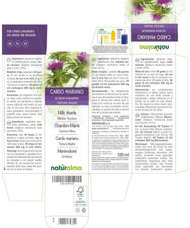 Buy Mary Thistle (Silybum Marianum) Non-Alcoholic Tincture 120ml Vegan Liquid Extract Drops | Dietary Supplement for Liver Health | International Shipping Available - Buy Online on GoSupps.com