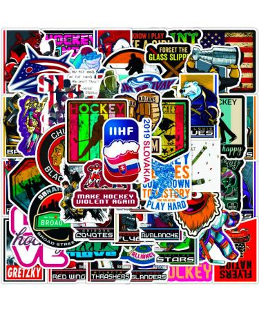 Hockey Stickers for Kids, Adults (100 pcs) Waterproof Hockey Sports Stickers - Vinyl Sticker Set for Laptop, Scrapbook - Re-Stickable Stickers for Helmet, Luggage, Water Bottle (GlibertVillageGoods) Hockey 100