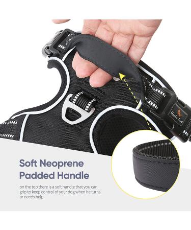 Heele No-Pull Dog Harness for Small Dogs | Soft Breathable Adjustable Reflective | XS Black - Anti-Pull with Padded Handle - Buy Online on GoSupps.com