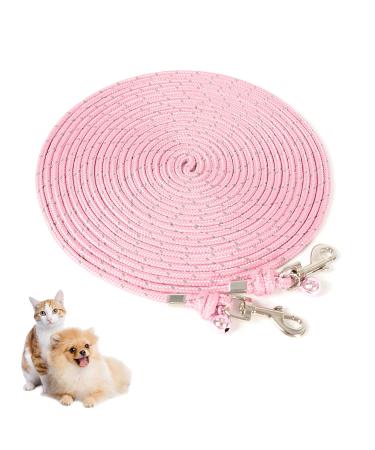 Cat Cable Out Leash 26-feet Escape Proof Walking Leads Long Durable Reflective Extender Training Control Play Yard Backyard Outdoor for Puppy, Kitten, Rabbits and Small Animals, Pink