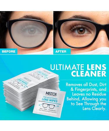 Premoistened Lens & Glass Cleaning Wipes - Portable Streak-Free Cleaner for Glasses Cameras & Devices - 100 Individually Wrapped Wipes - Buy Online on GoSupps.com