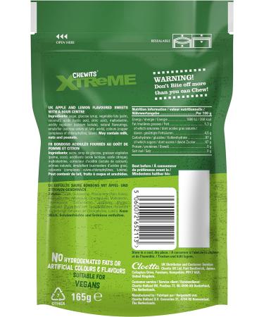 Chewits "Xt" Extra Sour Bites Apple and Lemon Flavour 165 g x 10 Multi Colour - Buy Online on GoSupps.com
