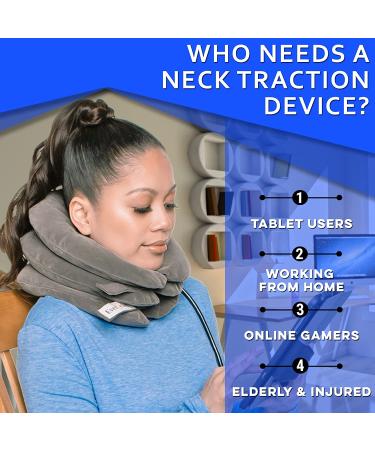 Cervical Neck Traction Device by EverRelief - Inflatable Collar for Instant Neck & Shoulder Decompression - FDA Registered Support Brace for Neck Pain Relief - Buy Online on GoSupps.com