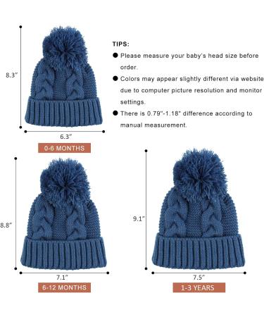 XIAOHAWANG Winter Knit Hat for Baby Boys and Girls | Pompom Cap 0-3 Years | Black+Blue - Buy Online on GoSupps.com