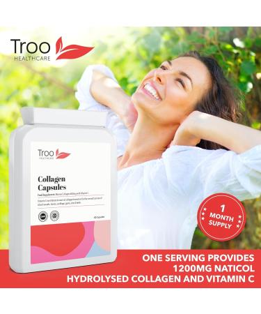 Troo Marine Collagen Supplement 1200mg - 60 Capsules with Vitamin C for Healthy Skin | UK Made (GMP) - Buy Online on GoSupps.com
