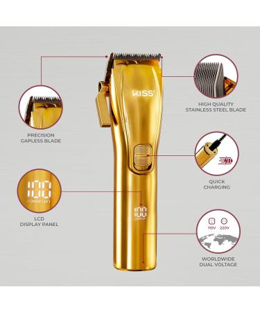 KISS Ultra-Cut Precision Carbon Steel Blade Cordless USB Hair Clipper High Torque Motor Lithium Ion Battery 110v-240v LCD Battery Display 3 Hours Runtime 20 Pieces - Buy Online on GoSupps.com