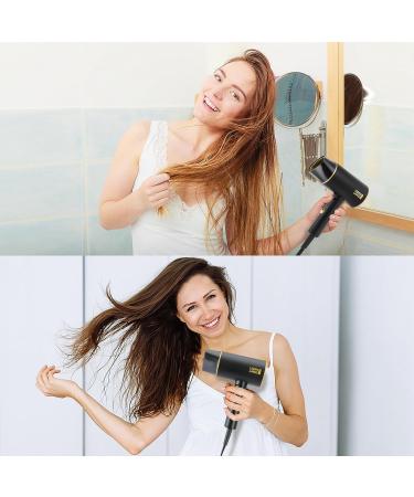 LEBENLANG Hair Dryer Ionic 2100W - Anti-Spliss with Cold Air Mode | Powerful Portable Travel Hairdryers for Women & Men Mens I UK Lightweight Hairdryer F hn F n Hair dryers Hair-Dryer Blow Hair Drier Black & Gold - 2100w - Foldable - Buy Online on GoSupps.com