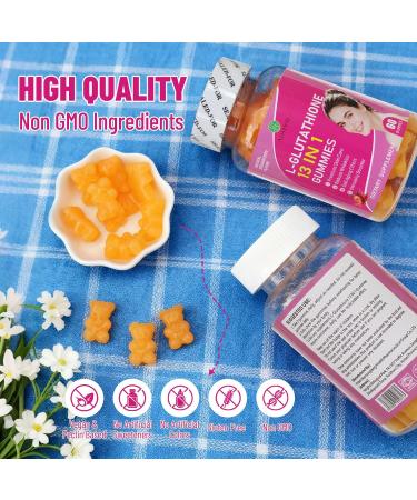 AIHIYO L-Glutathione 13 in 1 Gummies - Powerful Antioxidant & Cellular Support Supplement with 13 Essential Nutrients for Men & Women 60 Count - Buy Online on GoSupps.com