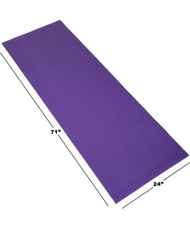 Non Slip Yoga Mat - Double Sided Comfort Foam Exercise Mat for Fitness & Pilates - Purple with Carrying Strap - Buy Online on GoSupps.com