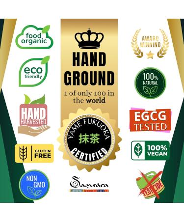  Samsara Samsara Ceremonial Imperial Premium Grade Matcha | Hand-harvested in YAME Fukuoka Japan Stone-ground | No vapor | EGCG tested | Gluten-free | No additives (25g) - Buy Online on GoSupps.com