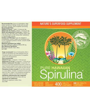 Nutrex Hawaii Pure Hawaiian Spirulina - 500mg 400ct Tablets - Vegan Hawaiian Grown Superfood 400 count (Pack of 1) - Buy Online on GoSupps.com