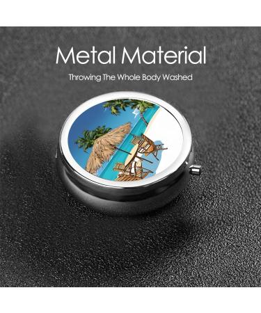Jamaica Beach Mini Round Pill Box | 3 Compartment Travel Organizer | Portable Pill Case for Pocket & Office Use - Buy Online on GoSupps.com