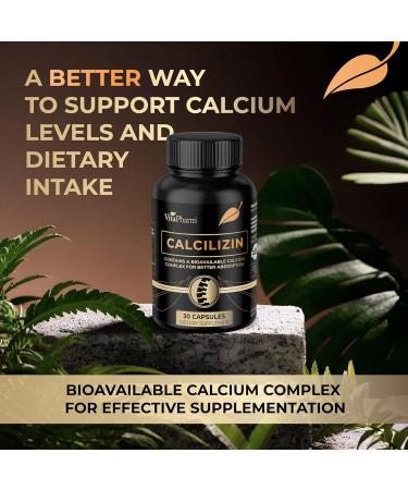 VitaPharm Calcilizin Calcium L-Pidolate & L Lysine Capsules Bone Strength & Bone Health Support Calcium for Men & Women Non-GMO Bone Support Supplement 30 Capsules - Buy Online on GoSupps.com