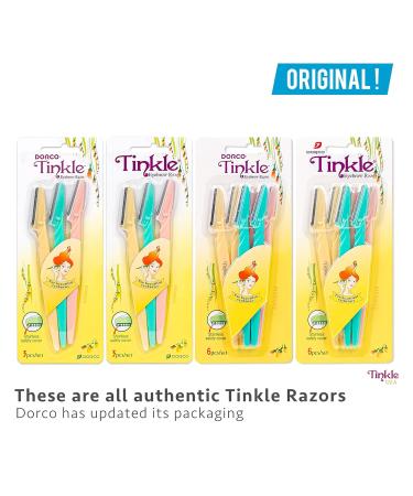 Dorco Tinkle Eyebrow Razors for Women - 9 Razors, 3ct per Pack (3pk) - Facial Hair Removal and Dermaplaning Tool with Stainless Steel Safety Cover - Exfoliating Face Trimmer - Buy Online on GoSupps.com