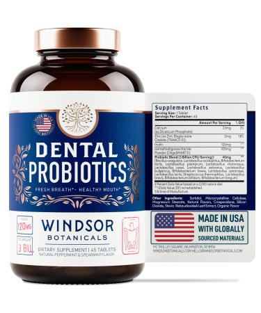 Oral Probiotics for Teeth and Gums - 3BN CFU Lactobacillus Paracasei Reuteri Salivarius K12 Pro B Dental Probiotics for Bad Breath and Oral Health - 45 Best Breath Oral Probiotic Mints Tablets