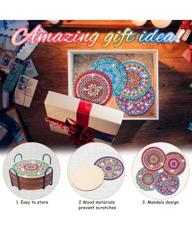 BSRESIN 8 Pcs Coasters with Holder Mandala DIY Diamond Art Crafts for  Adults Small Diamond Painting Kits Accessories