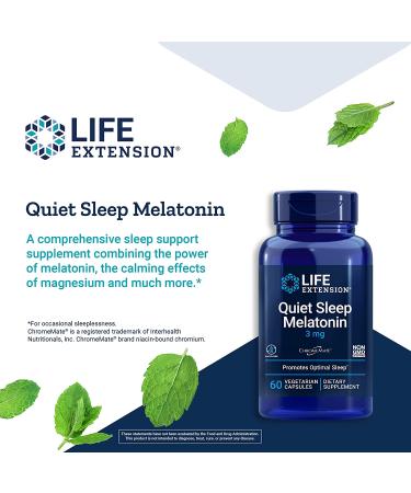 Quiet Sleep Melatonin 3 mg - 60 Vegetarian Capsules | Life Extension - Buy Online on GoSupps.com