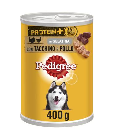 Pedigree Protein + Pâté with Turkey and Chicken, Wet Dog Food, 12 cans of 400 g