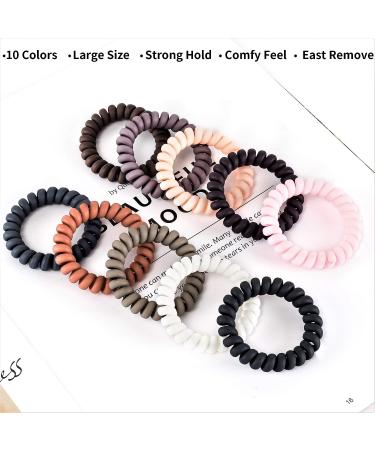 Matte Spiral Hair Ties 30pcs - No Crease Traceless Ponytail Holder for Women & Girls | Large Size Plastic Hair Coils in 10 Colors - Buy Online on GoSupps.com