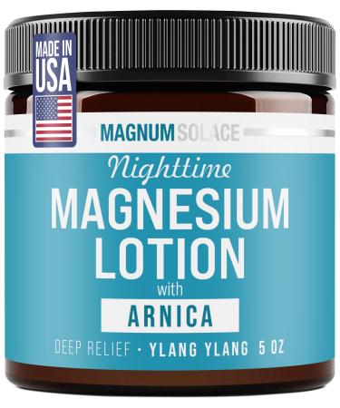 Magnum Solace Nighttime Magnesium Lotion with Arnica Soothing Relief & Relaxation Highly Concentrated Magnesium for Muscles & Joints Apply to Legs or Feet Before Bed Skin-Friendly