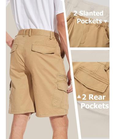 TACVASEN Men's Cotton Cargo Golf Shorts - Classic-Fit Casual Shorts with 7 Pockets, Khaki 34 - Buy Online on GoSupps.com