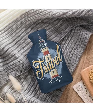 Lighthouse Hot Water Bottle with Plush Cover - Hand Warmer for Adults & Kids - 26.5x15.3cm - Buy Online on GoSupps.com