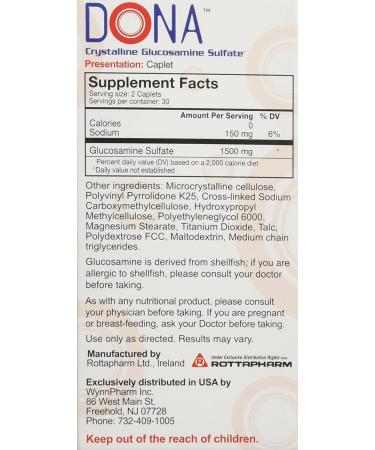 DONA Crystalline Glucosamine Sulfate 60 Caplets - Health and Beauty Supplement - Buy Online on GoSupps.com