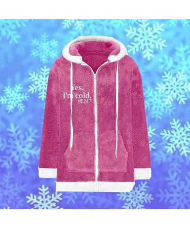 Yihaojia Fuzzy Jackets for Women with Hood Zip Up Hooded Christmas Print Cardigan Coats Fluffy Sherpa Outerwear Pink#31 Large - Buy Online on GoSupps.com