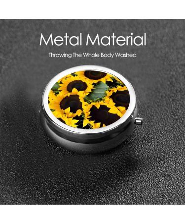Sunflower Round Pill Box - 3 Compartment Travel Medicine Organizer | Portable Decorative Pocket Vitamin Holder - Buy Online on GoSupps.com