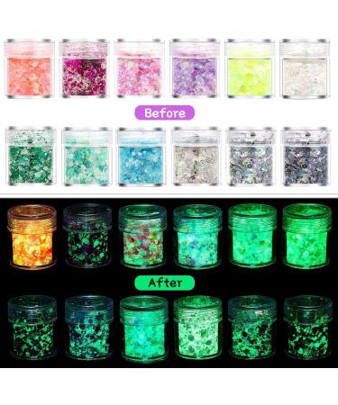 Nail Glitter - 12 Fluorescent Colors for Makeup Face Hair & DIY Crafts | Party & Easter Sequin Essentials - Buy Online on GoSupps.com