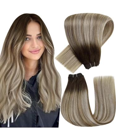 Hetto extensions tress real hair ombre tress real hair extensions remy real hair extensions brown hair climbing ombre dark brown mix ash brown and medium blonde #3/8/28 80g 35cm 3-2 #3/8/22 ombre brown to blonde - Buy Online on GoSupps.com