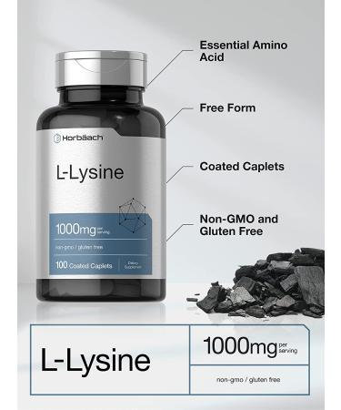 L-Lysine 1000mg 100 Caplets | Vegetarian Non-GMO Gluten Free | Horbaach - Buy Online on GoSupps.com