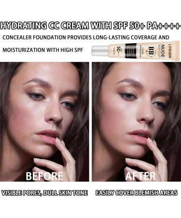 Hydrating BB Cream Waterproof Flawless Concealer Full Coverage BB Cream for All Skin Types Long Lasting Moisturizing Full Coverage Liquid Foundation for Men & Women(Ivory) - Buy Online on GoSupps.com