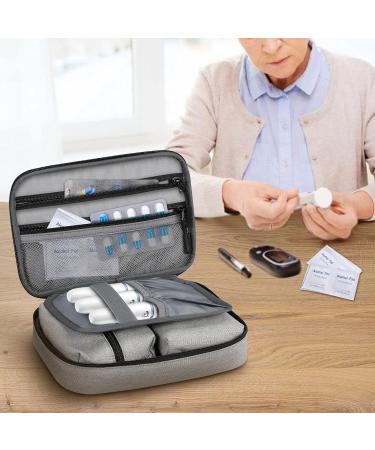 SITHON Diabetic Supplies Organizer Case - Portable Water Resistant Storage Bag for Insulin, Glucose Meter, Test Strips - Gray - Buy Online on GoSupps.com