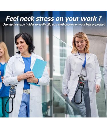 Leather Stethoscope Holder Clip - No More Neck Strain, Loss, or Misplacement - B02 Medical Floral Canvas - Buy Online on GoSupps.com