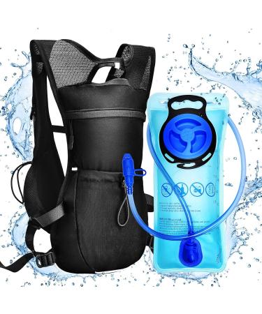 Lightweight Hydration Pack with 2L Water Bladder for Running, Cycling, Hiking - Black - Men, Women, Kids - Buy Online on GoSupps.com