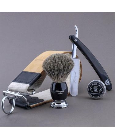 Vintage Razor Set for Men | Haryali London - Straight Cut Neck Razor Hair Razor Brush & Leather Belt Balm | International Shipping - Buy Online on GoSupps.com