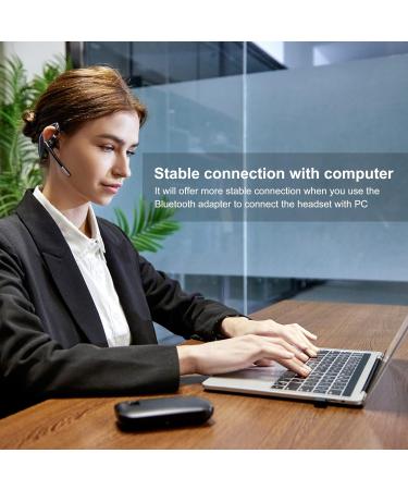 EKVANBEL Bluetooth Headset V5.1 with Noise-Canceling Mic, Wireless Earpiece for Computer, Office, Driving - 500mAh Charging Case & USB-A Bluetooth Adapter - Buy Online on GoSupps.com