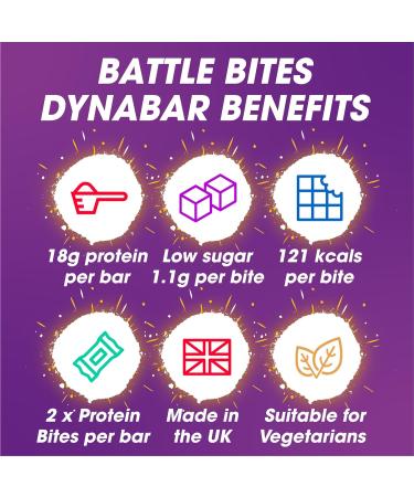 Battle Bites Dynabar Chocolate Fondant High Protein Bars 12x60g - Vegetarian Friendly, Low Sugar, Non-GMO - 18g Protein, 242 Calories - Made in UK - 12 Count Pack - Buy Online on GoSupps.com
