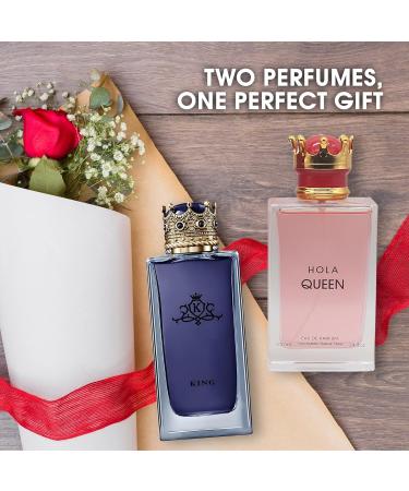 King&Hola Queen Couple Set Perfume for Women/Men Eau De Parfum - Amber Floral Jasmine Bourbon Vanilla & Woods Oriental-Floral Women/Men Cologne with a Modern Twist Elegant 100ml Bottle for Best Gift - Buy Online on GoSupps.com