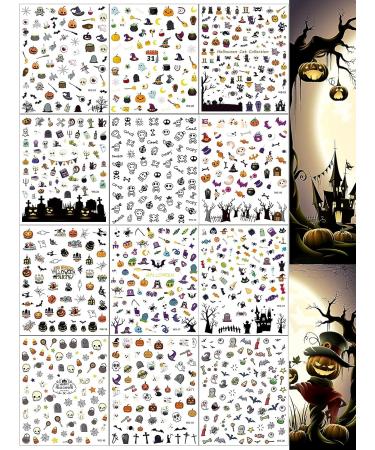 1500+ Patterns Halloween Nail Art Stickers Decals EBANKU 3D Self-Adhesive Nail Sticker Halloween Pumpkin Spider Bat Grave Manicure Sticker for Women Nail Art Decorations (12 Sheets) - Buy Online on GoSupps.com