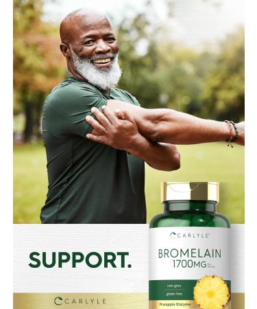 Carlyle Bromelain 1700 mg | 90 Capsules | Pineapple Enzyme Supplement | Non-GMO and Gluten Free - Buy Online on GoSupps.com