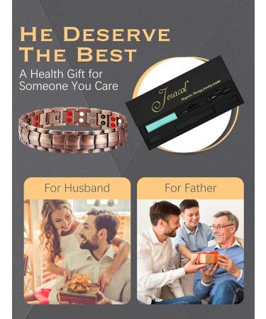 Jeracol Lymphatic Drainage Copper Bracelet for Men - 99% Pure Copper Magnetic Wristband with 4 Element Magnets | Adjustable Brazaletes with Sizing Tool | B-copper2 - Buy Online on GoSupps.com