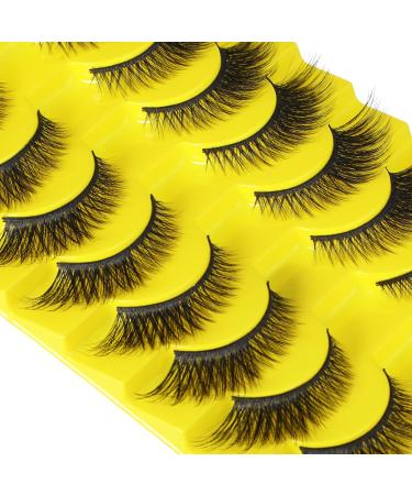 10 Pairs Natural False Eyelashes Cat Eye Fluffy False Eyelashes 3D Curl Wispy Mink Eyelashes 15mm Charming Fox Eye Lashes Volume Lashes Strips Sets Soft Lash Band False Lashes for Women Girls